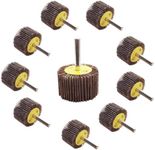 FEIHU 50x25x6mm Flap Wheels,80 Grit.1/4" Shank Diameter for Removing Rust, Deburring, Grinding Polishing Flat. Disc Abrasive Sanding Pads for Drills 6mm Shank （10 Pack）