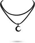 Sacina Gothic Boho Moon Necklace, Moon Necklaces for Women, Layered Black Crescent Moon Necklace, Gothic Necklace, Boho Necklace, Christmas New Year Jewelry Gift for Women, Zinc, No Gemstone