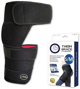 Doctor Developed Strengthening & Stabilizing Hip Brace for Men & Women - Hip Brace for Sciatica Pain Relief - Compression Wrap for Hip Pain - Hip Support Brace - Thigh Supports With Medical Handbook (S/M, Black)