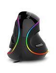 DELUX Ergonomic Vertical Mouse, Wired Optical Mouse with RGB Lighting, 6 Buttons, Removable Wrist Rest, 5 Adjustable DPI (800-1200-1600-2400-4000 DPI) for Laptop PC Computer (M618PLUS RGB-Black)