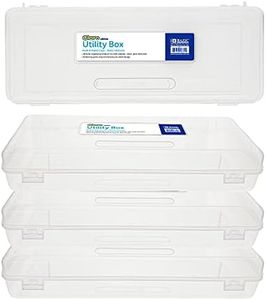 BAZIC PRODUCTS Plastic Pencil Case, Ruler Length Large Utility Storage Box, Multi Purpose Organizer & Supply Holder, Clear Box Design, Ideal for School, Office & Craft Use, 12-Pack