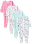 Onesies Brand Baby Girls' 4-Pack Sleep 'N Play Footies Multi Pack Toddler Sleepers, Cats, 0-3 Months