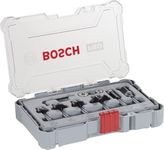Bosch Professional 6 Pcs Router Bit Set With Trim & Edging Bits, 1/4"Mm Shank Bits, Suitable For Gkf 550 Plam Router