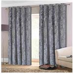 "Opulence" Grey Silver 66" w X 54" d Crushed Velvet Eyelet Ring Top Designer Lined Curtains, Choice Of 8 Sizes And 3 Colours