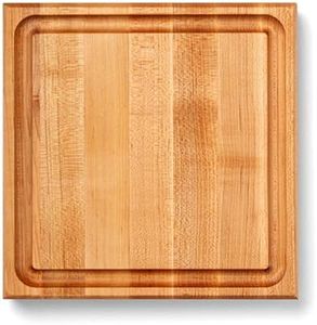 John Boos CB Series Square Wooden Maple Cutting Board 12”x12” – 1.75” Thick, 7-lb Reversible Butcher Block with Juice Groove, Edge-Grain & Finger Grips – Made in the USA