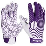 Youth Football Gloves, High Grip Football Gloves for Youth,Rugby Gloves Kids, Silicone Grip Wide Receiver Gloves Youth, Purple L