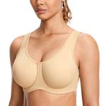 SYROKAN Women's Max Control Solid High Impact Plus Size Underwire Sports Bra for Large Breasts Tan Milkshake 38D