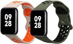 kwmobile Straps Compatible with Xiaomi Mi Band 8 Pro Straps - 2x Replacement Silicone Watch Bands - Dark Green/Black/White/Orange