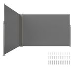 VEVOR Retractable Side Awning, 79''x 236'' Outdoor Privacy Screen, 180g Polyester Water-proof Retractable Patio Screen, UV 30+ Room Divider Wind Screen for Patio, Backyard, Balcony, Gray