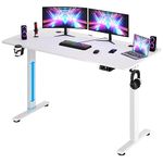 CASARIA® White Motorised Sit Stand Desk | Height Adjustable 73-118cm | 140x60cm Deskop | LCD Display Standing Home Office Workstation | Gaming Computer Table | Headset Stand Drink Holder