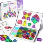 WMXDU Mini Magnetic Tiles, 40PCS Magnetic Building Blocks with Travel Case STEM Learning Building Blocks, Magnet Tile Construction Stacking Block Boys Girls for Kids Ages 3+