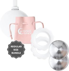 Cradle & Grace Silver Nursing Cups & Bloom Bands, Pure 999 Silver Nipple Shield & Silicone Comfort Rings, Nursing Moms Breastfeeding Essentials Bundle, White, Regular