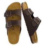 CUSHIONAIRE Men's Lane Cork Footbed Sandal with +Comfort, Arch Support, Adjustable Straps - Comfortable Slide Sandals for Walking, Casual Summer Footwear, Brown Nappa, 11