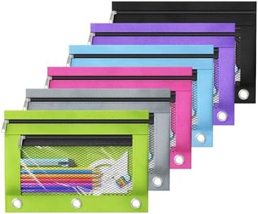 DoDoMagxanadu Binder Pencil Pouches, Pencil Pouch for 3 Ring Binder, Double Pocket Clear Window Pencil Case for Binder, Zippered Pencil Pouches with Rivet Enforced 3 Ring, 12 Pack