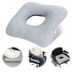 RoamReady Donut Pillow for Tailbone Pain, Wheelchair Cushion Bedsore Pressure Relief Pillow, Sciatica Bed Sore Cushions with Non-Slip Base for Hemorrhoid, Pregnancy, Elderly, Grey