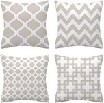 Set of 4 Luxton Linen Beige Hamptons Cushion Covers Home Decoration Cushion Covers 45x45cm