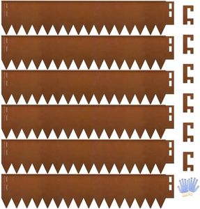 10 Inch Cor Ten Steel Landscape Edging – Metal Garden Border with Gloves | Rounded Edge Corten Steel Edging, Pre-rusted Patina Deepens with Age. 20FT Kit: 6 Panels, Gloves. For Flower Beds & Lawns