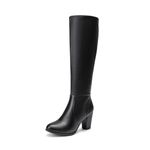 DREAM PAIRS Women's Chunky High Heel Pointed Toe Knee High Boots,Size 10,Black/Pu,MIDLEG