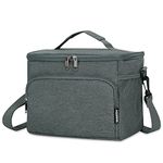 WANDF Insulated Lunch Bag Cooler Lunch Box for Women Men Leakproof Reusable Lunch Tote Bag for Work School Picnic Beach Waterproof Lunch Bag with Adjustable Shoulder Strap for Kids Adult (Dark Grey)