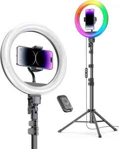 Weilisi 12'' Ring Light with Stand 72'' Tall & 2 Phone Holders,38 Color Modes Selfie Ring Light with Tripod Stand,LED Ring Light for iPhone/Android,Big Ring Light for Camera,YouTube,Makeup