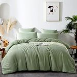 Sedefen Sage Green Duvet Cover Queen Size 3 Pieces Super Soft Microfiber Green Duvet Cover Set Minimalist Style Solid Color Bedding Set with Zipper Ties Gift Choice