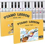 QMG Piano and Keyboard Note Chart and Complete Color Note Piano Music Lesson and Guide Book 1 and Book 2 for Kids and Beginners; Designed and Printed in USA