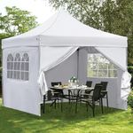 10x10 ft Premium Heavy Duty 35 Kg Pop Up Gazebo Tent with 4 Side Cover with Zipper Curtain Gate (White)