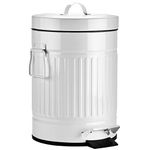 Autumn Alley, Farmhouse Bathroom Trash Can - White Trash Can with Lid and Pedal - White Garbage Can for Rustic Bathroom, Farmhouse Kitchen Trash Can, Country Home Décor, 5L, 1.3 Gallon, White