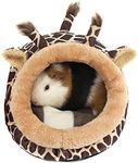 Winterworm Soft Plush Pet Cave Pet Bed with Removable Pad for Hamster Hedgehog Guinea Pig Baby Cat (Giraffe, L)