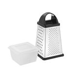 A-ONE Stainless Steel 4 in 1 Grater|Slicer & Grater for Kitchen with Storage Container Box with 4Razor Sharp Blades Bottom Perfect to Slice|Vegetables|Cheese|Fruit|Cabbage|Grating & Many More (Silver)