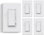 ELEGRP Digital Dimmer Light Switch for 300W Dimmable LED/CFL Lights and 600W Incandescent/Halogen, Single Pole/3-Way LED Slide Dimmer Light Switch, Wall Plate Included, UL Listed, 5 Pack, Matte White