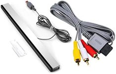 2 in 1 Wii AV Cables Composite Audio Video Cable + Wii Sensor Bar Wii Wired Infrared Ray Sensor Bar Compatible with Nintendo Wii and Wii U