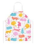 TOPWAYS Kids Aprons, Cute Cartoon Kitchen Cooking Baking Apron for Boys and Girls, Children's Apron for Art Painting Gardening (cats apron)