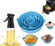 6 Pcs Round Reusable Non-Stick air Fryer Accessories Silicone Coating Pot Basket And Oil Sprayer Bottle