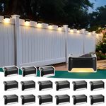 SOLPEX Solar Deck Lights Outdoor 16 Pack, Solar Step Lights Waterproof Led Solar Lights for Outdoor Stairs, Step, Fence, Yard, Patio, and Pathway(Warm White)