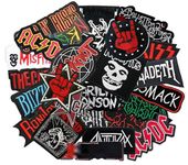 HARINI 25 Pcs Mixed Rock Band Patches Iron On Rock Music Badges Hippie Punk Stickers for Cloth Jacket Jeans DIY Applique(1)