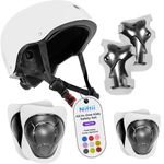 Niftii Kids Helmet with Pads - Adjustable Multi-Sport Complete Safety Gear for Cycling, Skateboarding & Scooting, Ideal for Boys & Girls Ages 3-15 Kids Bike Helmet Set, White