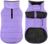Petglad Dog Winter Coat, Waterproof Dog Jacket with Leash Hole, Reflective Adjustable Pet Snow Vest, Warm Fleece Sweater for Small Medium Large Dogs - Light Purple, 3XL