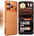 Blackview Sim-free & Unlocked Mobile Phones, 3-Year Warranty, Wave 7C, 32MP Camera, Android 16 Smartphone, 6.56” Display, 5000mAh Battery, Dual SIM, IP54 Water Resistance, 64GB Storage, Orange