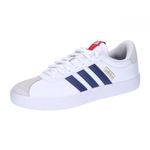 adidas Men's VL Court Sneakers, Cloud White Dark Blue Better Scarlet, 10 UK