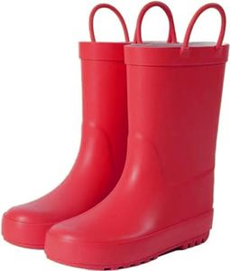 Hbxooxts Kids Rain Boots, Waterproof Rubber Child Wellies for Girls and Boys Toddler Kid Rubber Boots with a Fun Pattern and Easy to Handle - 10 Toddler Red