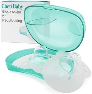 CheriBaby Nipple Shield, Contact Nipple Shield for Breastfeeding with Difficulty Sucking or Flat or Inverted Nipples, 1 Pair with Carrying Case, 100% Food Grade Silicone, BPA/BPS Free, 17mm
