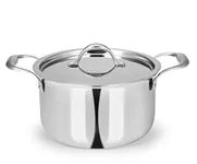 Allo CookSafe TriPly Stainless Steel Casserole Saucepot Stockpot with Stainless Steel Lid Induction Friendly, Naturally Non Stick, 20cm, 3.2 litre