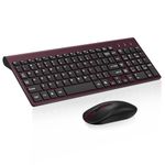 Wireless Keyboard Mouse Combo, cimetech Compact Full Size Wireless Keyboard and Mouse Set 2.4G Ultra-Thin Sleek Design for Windows, Computer, Desktop, PC, Notebook - (Wine red)