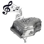 IGNPION Decorative Piano Shape Music Box Elegant Musical Jewellery Box Metal Trinket Storage Box Music Jewelry Keepsake Ornate Display Case Birthday, Wedding (Tune:You Are My Sunshine)