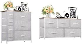 YITAHOME Dresser with 7 Drawers & 5 Drawer Dresser - Fabric Storage Tower, Organizer Unit for Bedroom, Living Room, Hallway, Closets & Nursery - Sturdy Steel Frame, Wooden Top & Easy Pull Fabric Bins