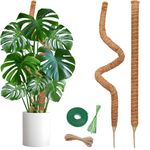 SYCARON Moss Pole, 2 PCS 27.5 Inches Moss Pole Sticks for Plant Support Monstera, Coco Coir Plant Support Stakes for Small Potted Climbing Plants, Indoor Plants to Grow Upwards