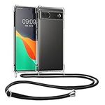 kwmobile Crossbody Case Compatible with Google Pixel 6a Case - Clear TPU Phone Cover w/Lanyard Cord Strap - Transparent