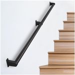 SDNBHT Industrial Stair Railing Metal Hand Rails for Indoor Stairs Wall Mount Staircase Handrails 1.5" Pipe Stair Handrail for Steps Black Aluminum Stairway Railing for Outdoor & Indoor Stairs 8ft