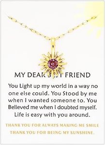 Ankiyabe 14 K Gold Plated Sun Necklace with Cubic Zirconia Birthstone for Best Friend Sunshine Pendant for Bestie BFF Gift, Stainless Steel, Cubic Zirconia